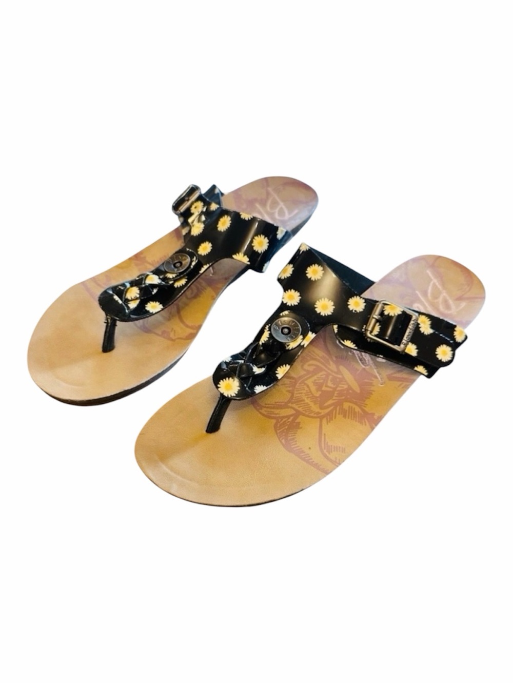 Daisy Embellished Black Sandals Size 9